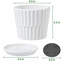 Ensemble de 4 pots de fleurs cylindriques en céramique blanche avec soucoupes