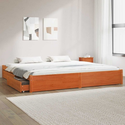 Bed Frame With Drawers Wooden Bedstead Platform Bed Multi /Sizes