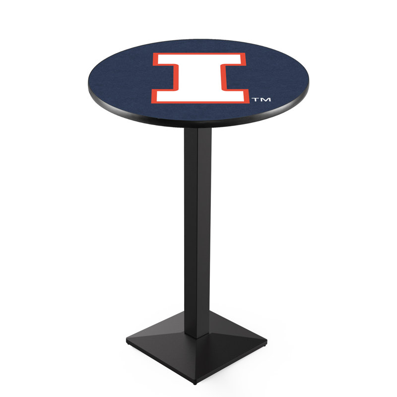 Round Metal Base Dining Table, Black Wrinkle, University of Illinois