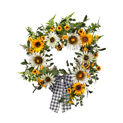 Faux Sunflower Polyester 24'' Wreath