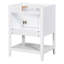 Base de meuble-lavabo blanc 24 po - structure en bois massif, armoire à assembler avec portes et tablette ouverte seulement en bois, rangement peint moderne