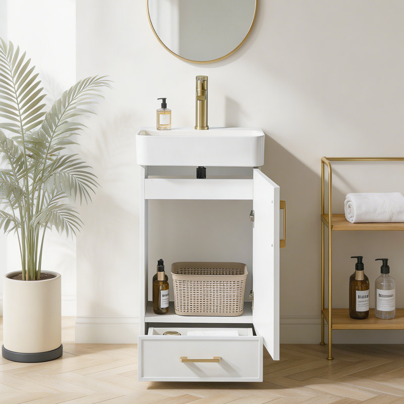 Mini-meuble-lavabo simple 18 po Modern, Blanc