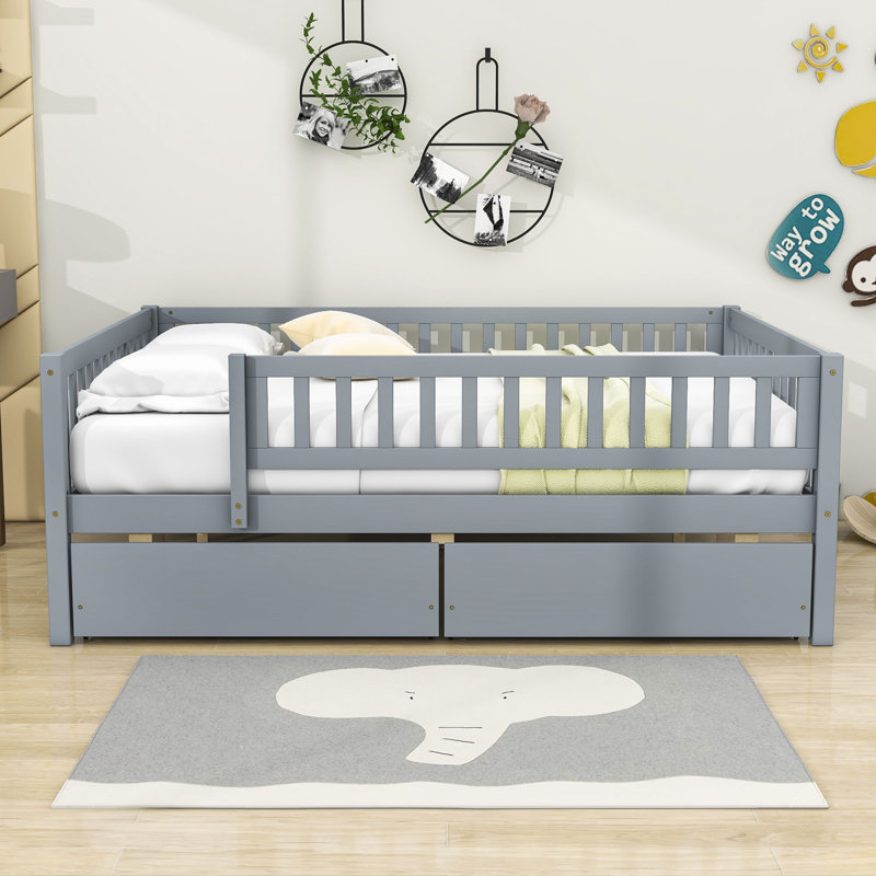 Lit de jour en bois Fairbury, gris, Double