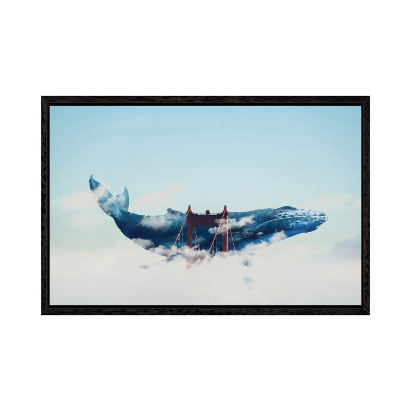 Whale Watching in San Fran 1 Piece Wall Art on Canvas, 101.6 cm H x 66.04 cm W, Black Framed
