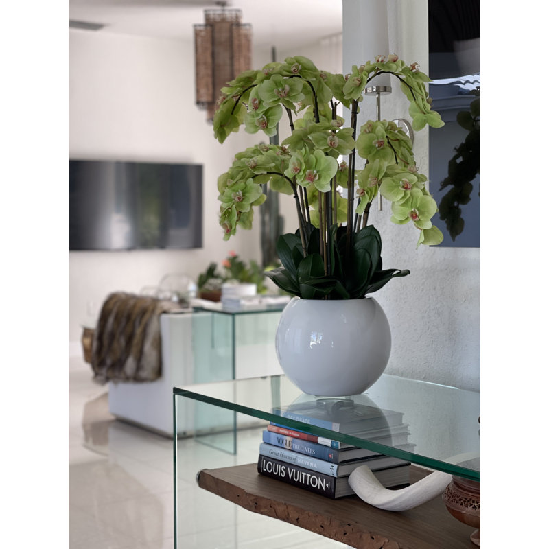 Silk Faux Floral in Pot, Green