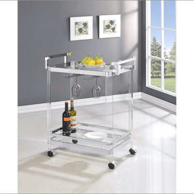 Chrome 2-tier Acrylic Bar Cart with Glass Shelf