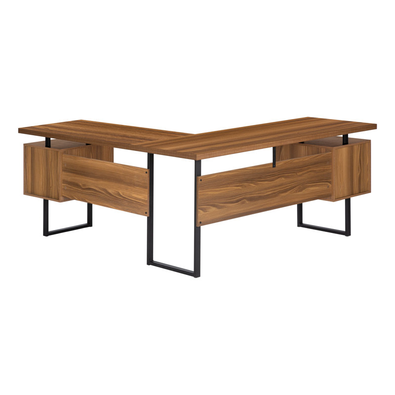 Computer Desk, Home Office, Corner, Storage Drawers, 70"L, L Shape, Work, Laptop, Metal, Walnut