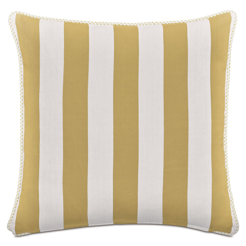 Coussin décoratif géométrique Riptide, Blanc / jaune géométrique, Carré 22 po