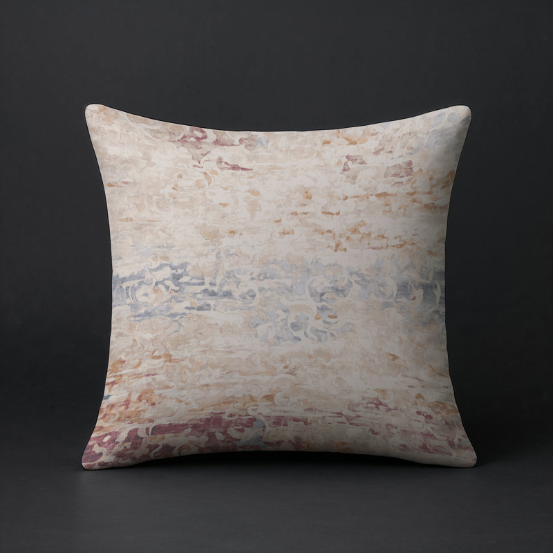 Coussin décoratif intérieur / extérieur gris Modern Modern, Carré 16 po, Beige / jaune / rouge abstrait