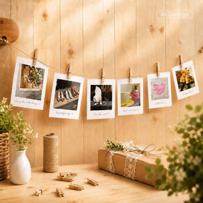 100 mini pinces à linge en bois avec ficelle en jute - Pinces à photo naturelles de 1,4 po pour travaux manuels