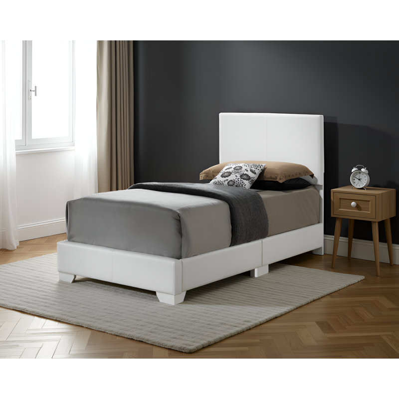 Lit simple en similicuir Anvers, Lit simple, Blanc