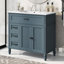 Meuble-lavabo 36 po avec lavabo, armoire de salle de bain bleue avec tiroirs, cadre solide et panneau de fibres à densité moyenne, un paquet