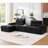 99" W Modular Compression Sofa With Ottoman & Higher Backrest-1855255979