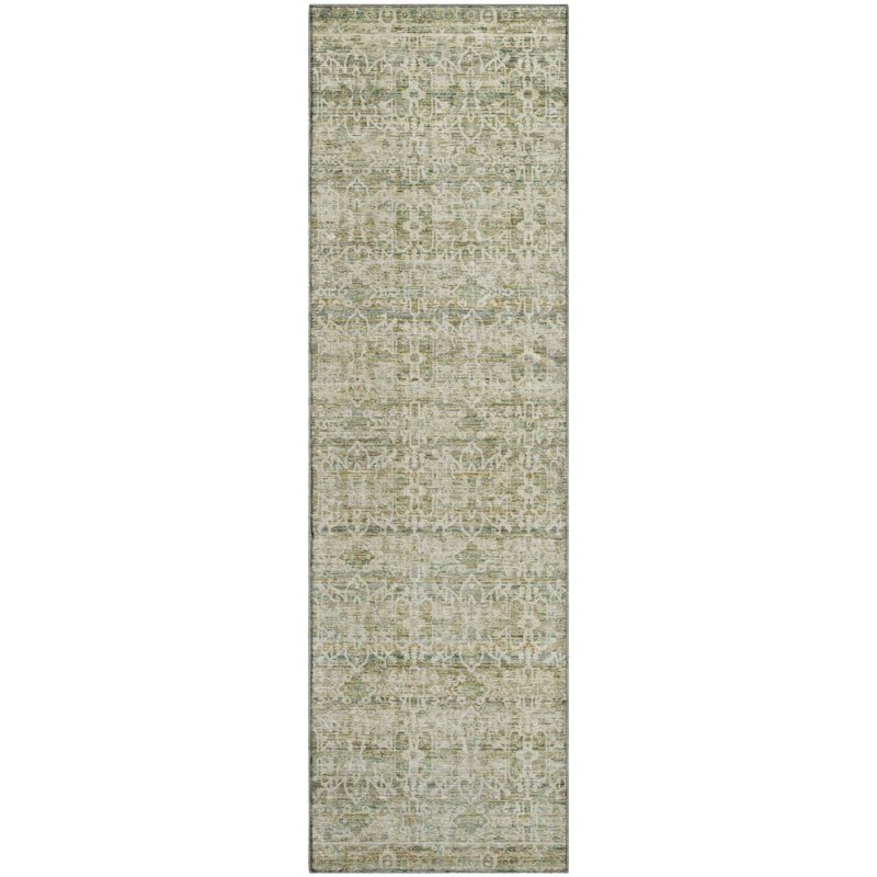 Premium Machine Washable Mayfield AMF2152 Striped Rug, Runner 2'3" x 7'6" , Sage