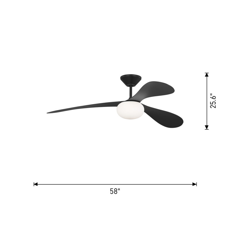 Visual Comfort Fan Drape Smart 58 LED Indoor Ceiling Fan with Threaded Downrod, Matte White ABS blades and Handheld Remote
