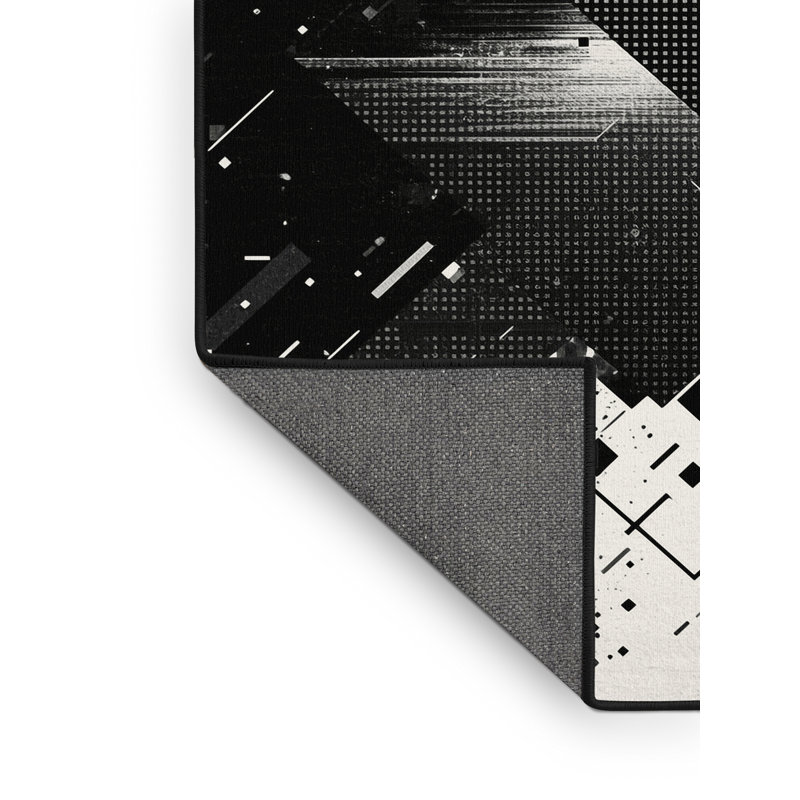 Tapis noir à motif géométrique doux et moelleux Eakes, 6 X 9