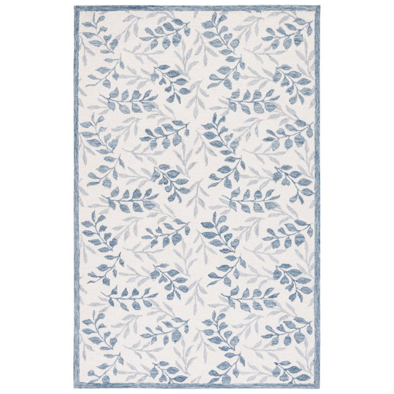 Jalayiah Hand Tufted Wool/Cotton Rug in Ivory/Gray, Rectangle 5' x 8'