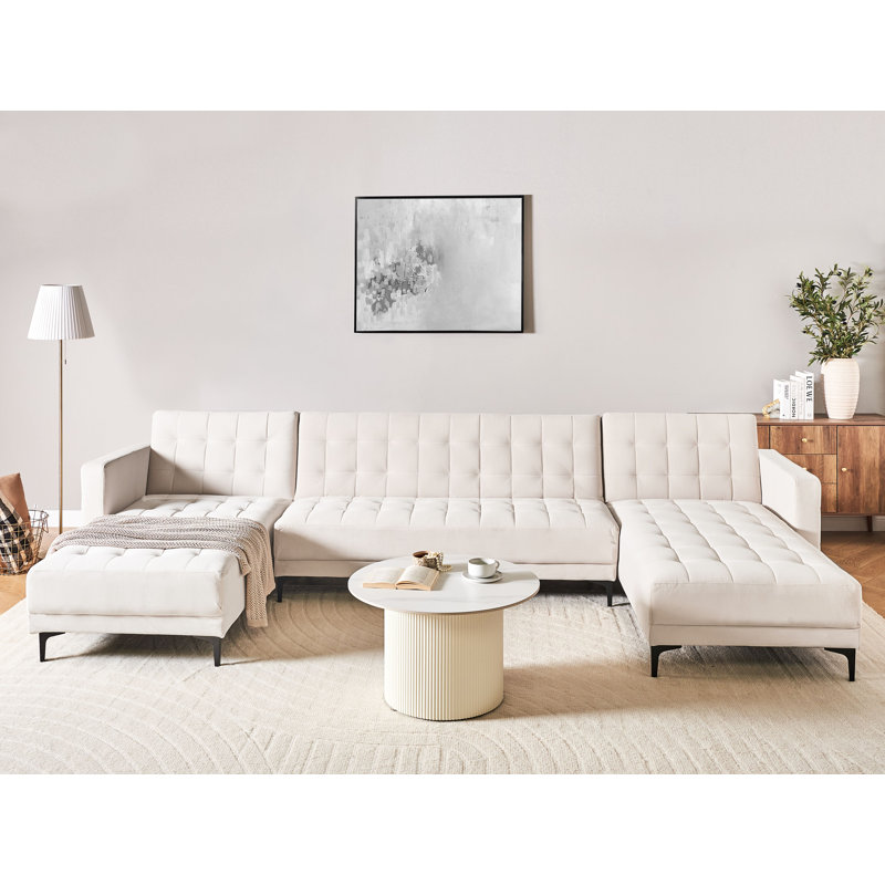 Aliyha 5 Seater Velvet Sofa Bed, Beige
