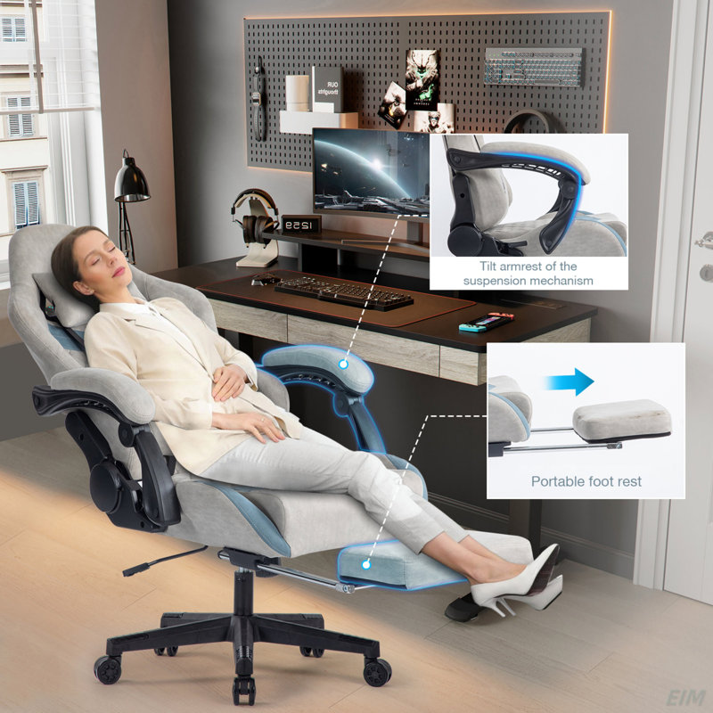 Fauteuil Esports ergonomique, réglable avec appuis-tête et coussins de taille, hauteur réglable, convient aux bureaux et aux salles de jeux