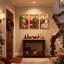 «Christmas Christmas Gathering With Santa and Elves», ensemble de 3 impressions d'art sur toile
