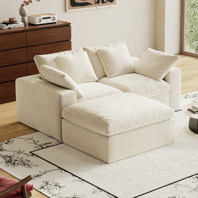 Modular Sectional 3 Seats Compressed , Modern Minimalist Sleeper Couch For Living Room With , 33D High Density Sponge Better Comfort, And Vertical Com