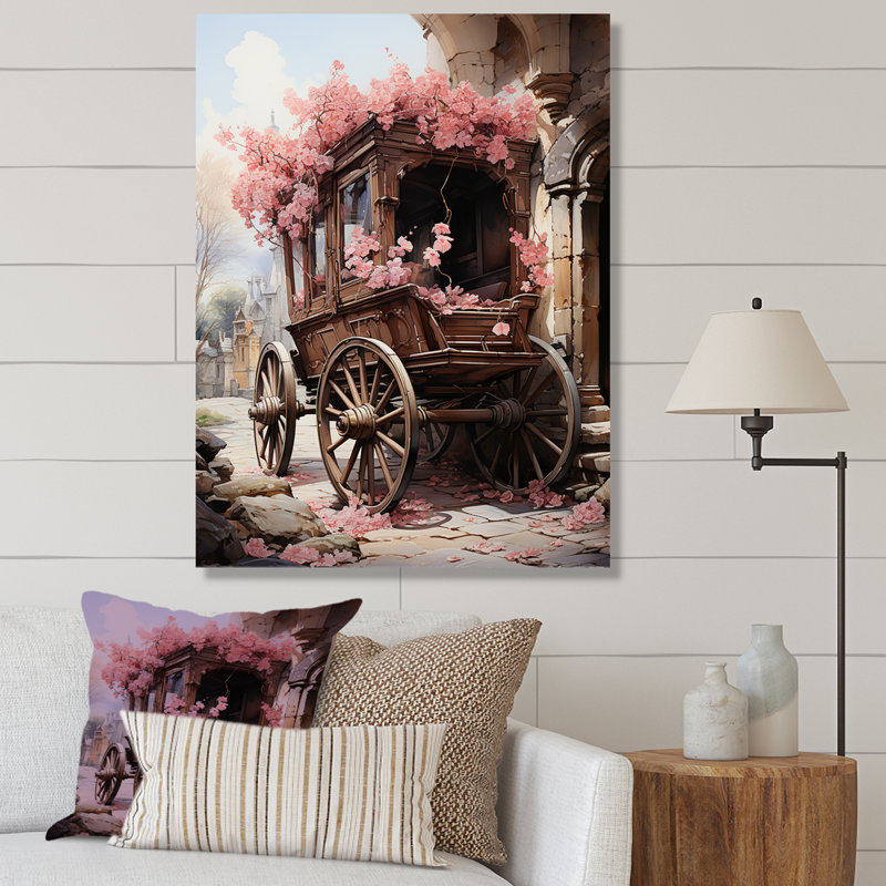 Voyage romantique en chariot de mariage sur toile, Toile tendue, H 32 po x l 24 po