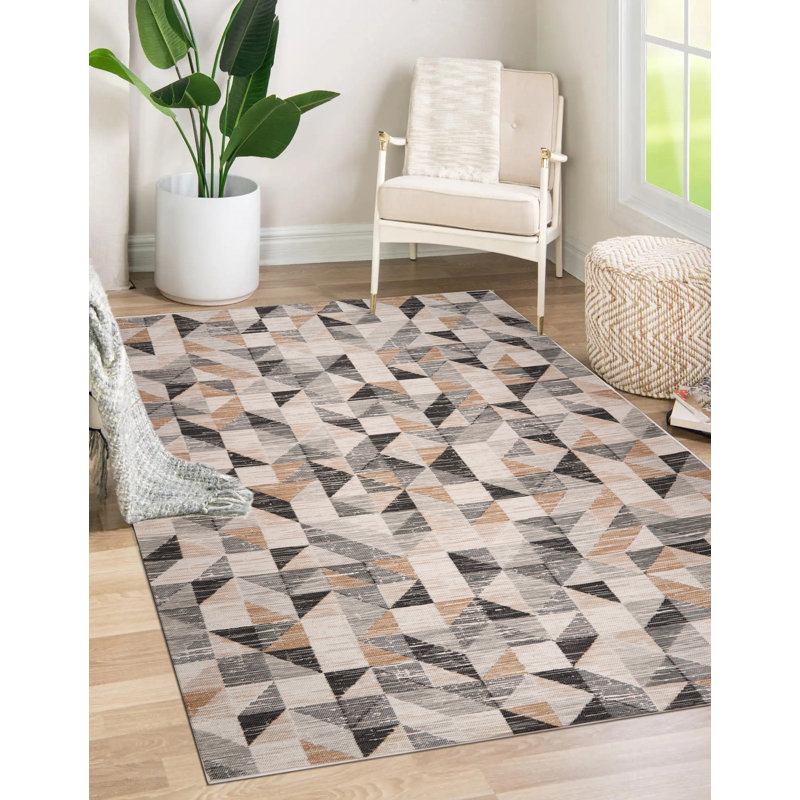 Tapis d'intérieur et d'extérieur à motif géométrique réversible Bentzel, Rectangle 5 pi 3 po x 7 pi 3 po