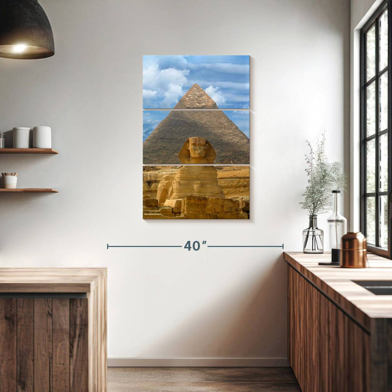 Sphinx Masam et pyramide à Gizeh, H 38 po x l 24 po