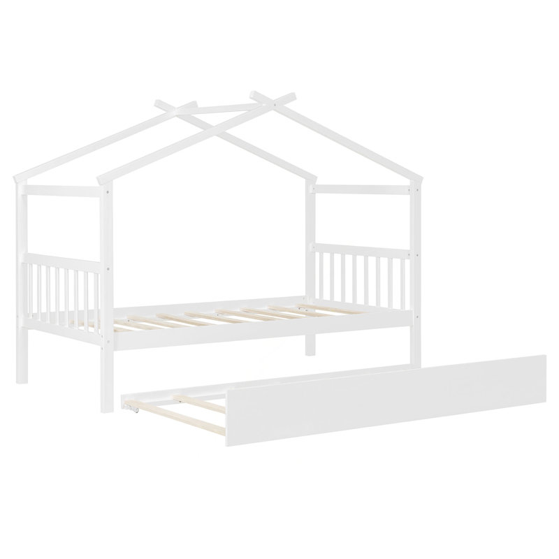 Lit en bois avec couchette, White