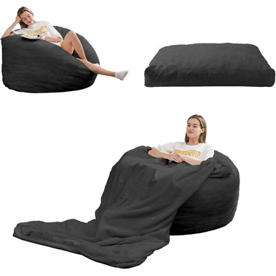 Trule Bean Bag Chairs For Adults, 2 In 1 Bean Bag Chairs, Convertible Bean Bag With Filler For Gaming Large Foam, Bean Bags With Washable Soft Velvet by Trule