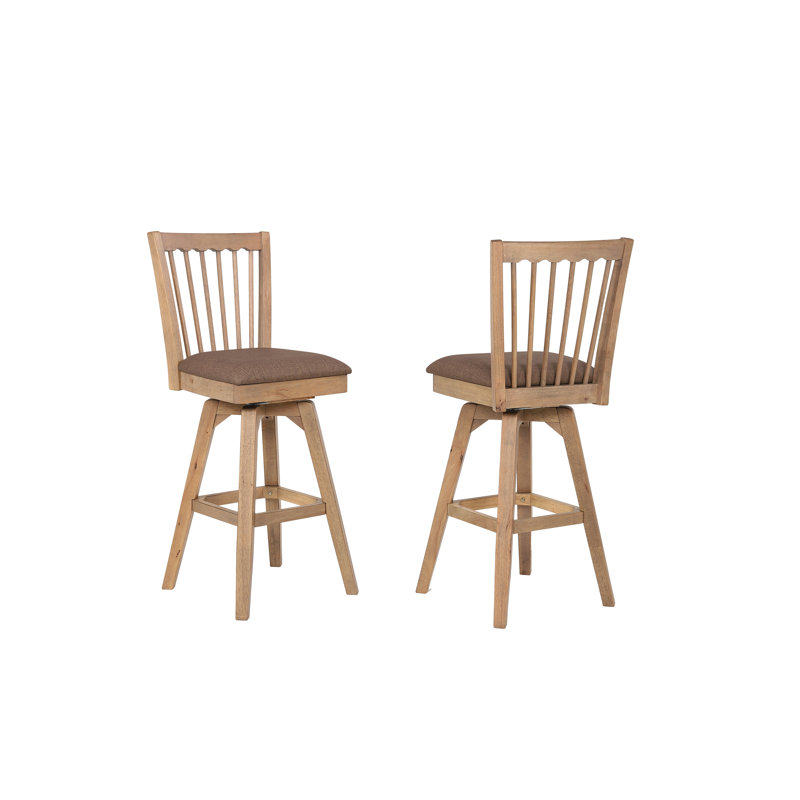 Solid Wood Spindle Back Swivel Bar Stool, Bar Stool (30” Seat Height)