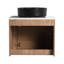 Meuble-lavabo de 48 po avec lavabo d'art en céramique, 2 tablettes de rangement, porte à fermeture en douceur, base en contreplaqué, style moderne, couleur chêne imitation, emballage en kd, dalle de pierre blanche, vasque durable, lisse-1909130638