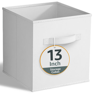 13" Large Foldable Storage Cubes with Handles 1 Piece, White