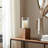 Natural Wood Solid Color Square Base Pillar Hurricane Candleholders-723364305