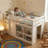 Solid Wood Kids Loft Bed With Storage & Closet Twin Size Space-Saving Play Area For Bedroom White