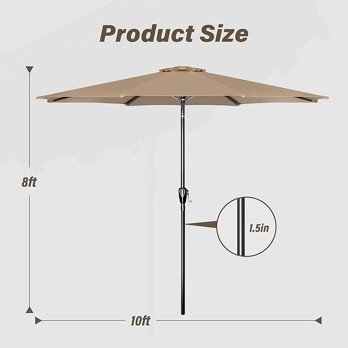 Parasol de marché extérieur 10 pi, Tanné