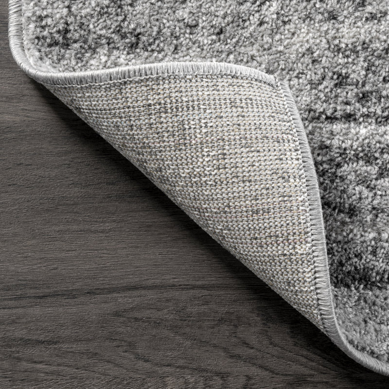 Tapis performance gris transitionnel à motif abstrait Artimas, Carré 5 pi