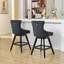 Ensemble de 2 tabourets de bar pivotants en velours noir, chaises de bar rembourrées capitonnées avec garniture cloutée chromée, dossier incurvé et pieds en bois d'hévéa massif, îlot de cuisine style bar pour la maison