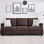 Canapé moderne en chenille 3 places pour le salon - Canapé à assise profonde avec porte-gobelets et rangement latéral - Style modulaire confortable pour appartement ou salon - Brun
