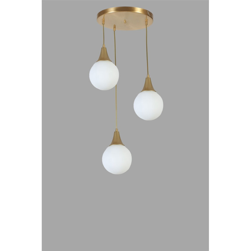 Élégant lustre en métal avec hauteur réglable, finition blanche et dorée, 11,8 pouces de diamètre | Capuchon en verre, douille E27 (40 W maximum), indice de protection IP20 | Parfait pour l'éclairage de la salle à manger et de l'espace de vie, design moderne et élégant