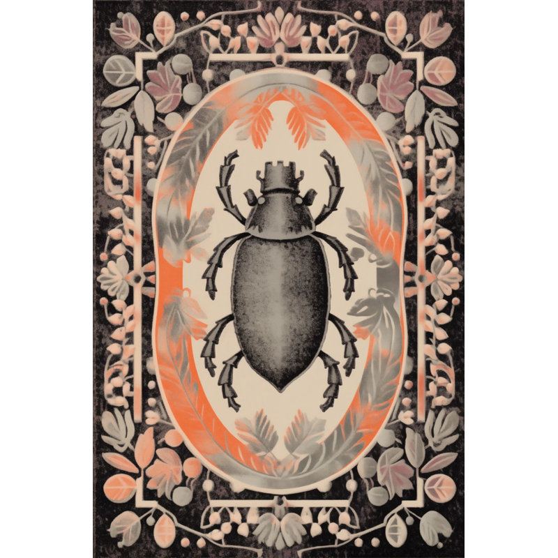 Creative Vintage Decorative Carpet With Multicolored Ethnic Insect And Flower Patterns, Rectangle 2'4" x 4'