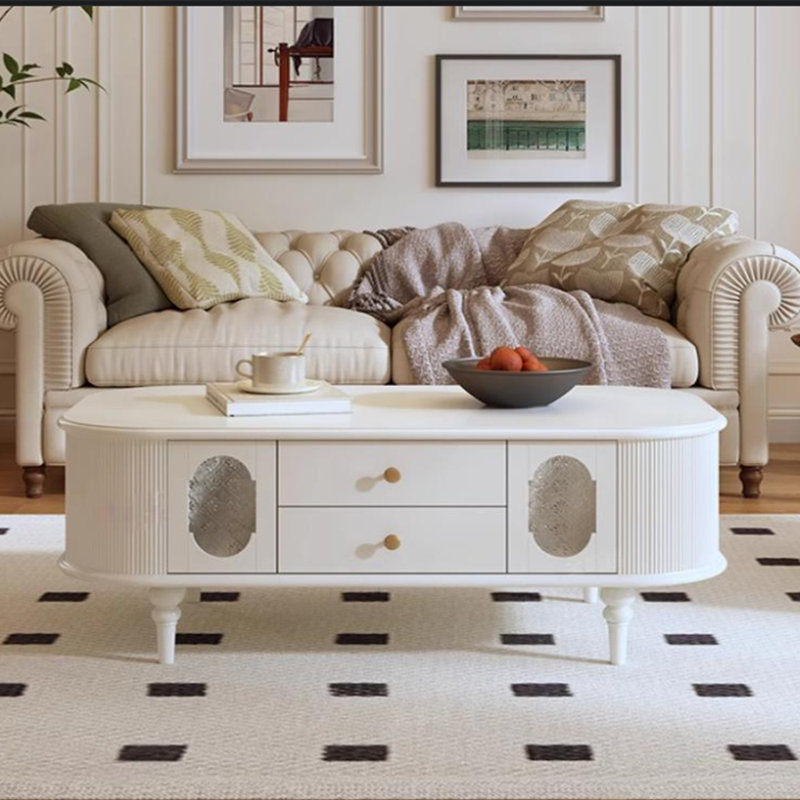 Retro classic design solid wood coffee table, 17.71" H x 51.18" L x 27.55" W