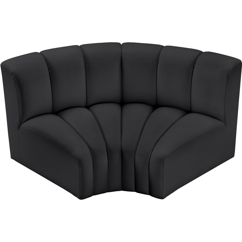 Canapé en cuir végétalien Isidor, Cuir végétalien noir