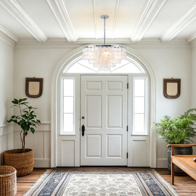 Dimmable Capiz Shell Tiered Chandelier