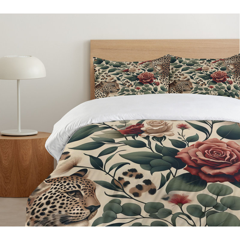 Leopard Duvet Cover, California King Duvet Cover + 2 Standard Shams