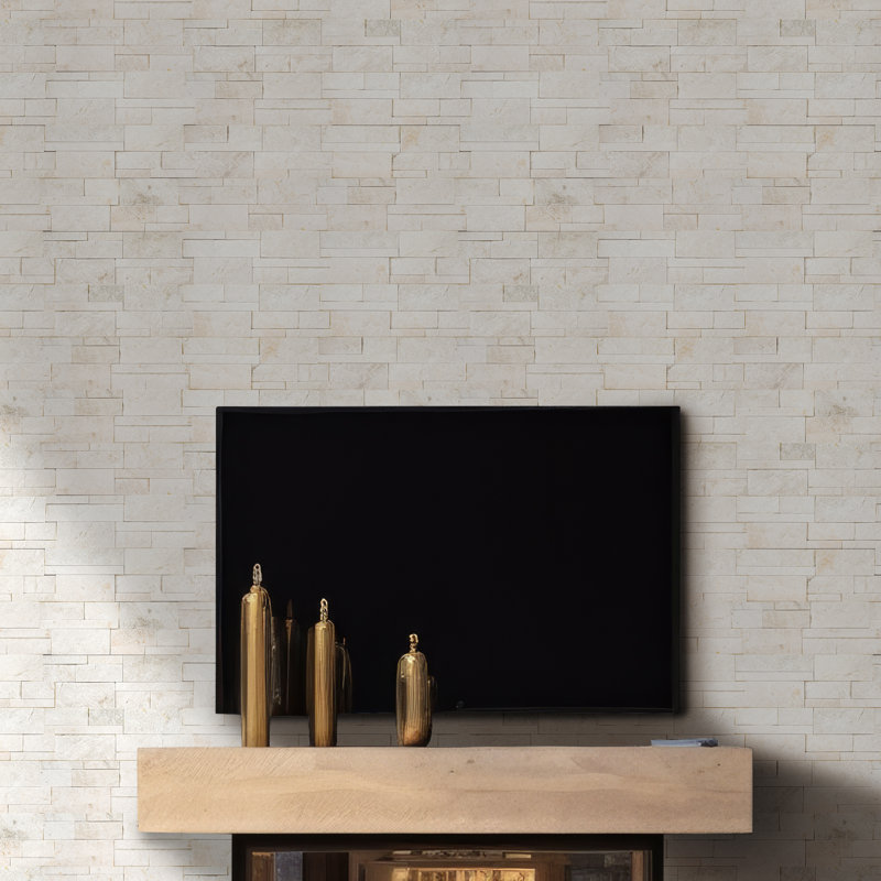 Stonecrest 9 in. x 24 in. Split Face Natural Stone Ledger Panel Wall Tile, Auric White