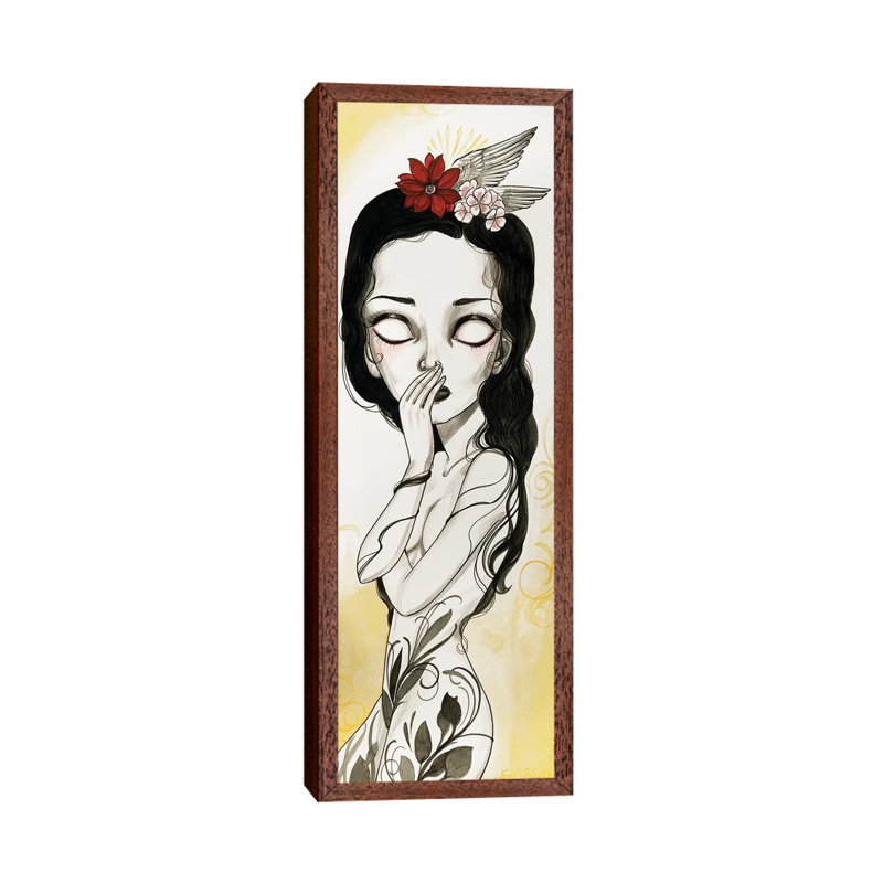 Sparrow 1 Piece Panoramic Painting on Canvas, 30.48 cm H x 91.44 cm W, Classic Brown Wood Framed