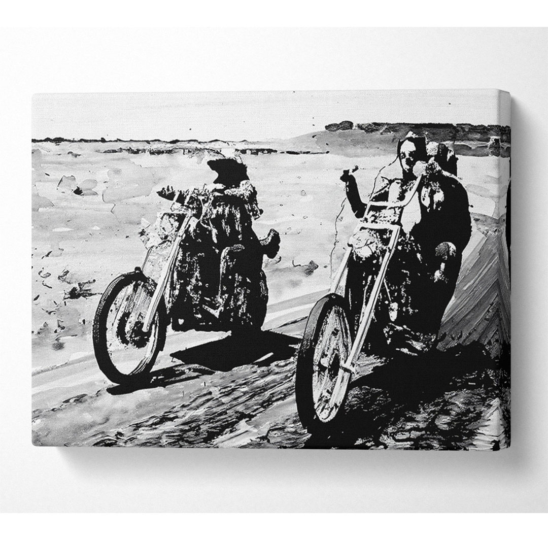 Easy Rider Motorbike Drive B N W - Leinwand Kunstdrucke