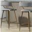 Ensemble de 2 tabourets de bar, tabouret de bar de 26 po de hauteur de comptoir, tabouret de comptoir en velours ondulé pour îlot de cuisine, avec dossier, base et repose-pieds chromés