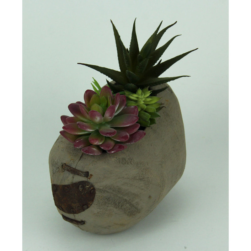 7'' Faux Succulent Plant in Wood Pot